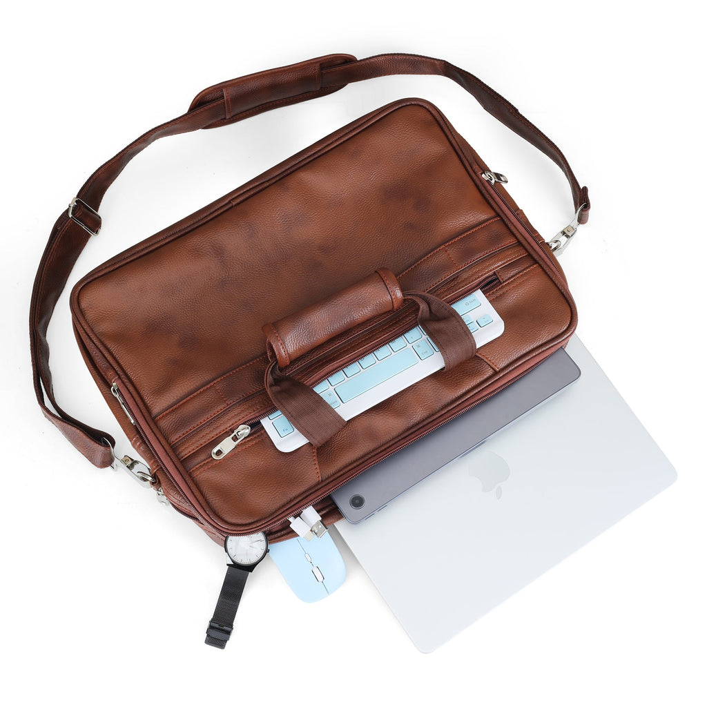 Classic Tan leather executive briefcase detail