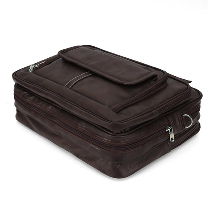Dark Coffee Brown leather executive briefcase detail