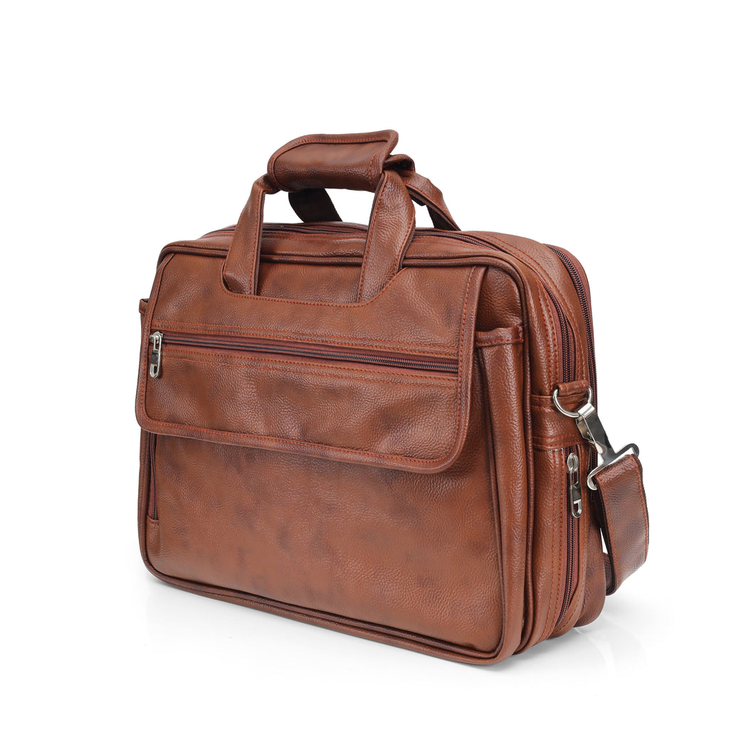 Classic Tan leather executive briefcase detail
