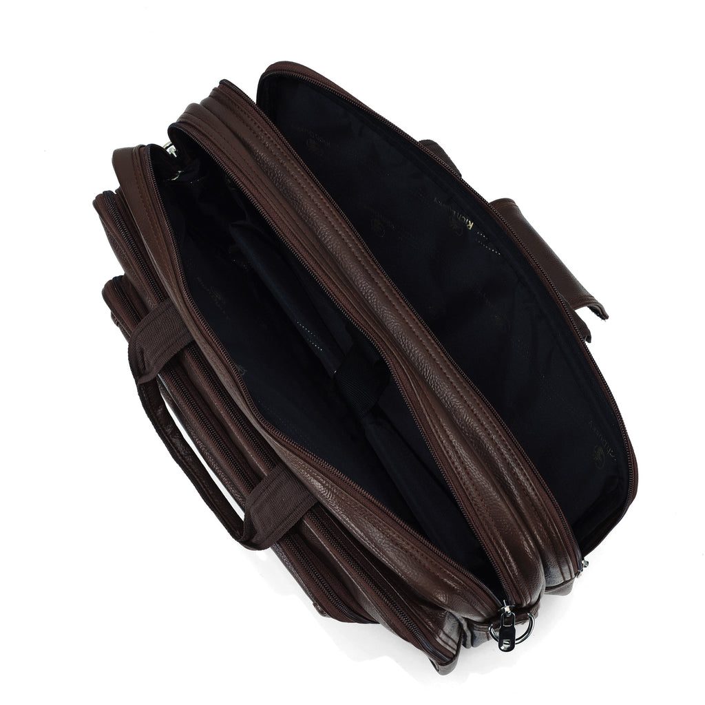Dark Coffee Brown leather executive briefcase detail