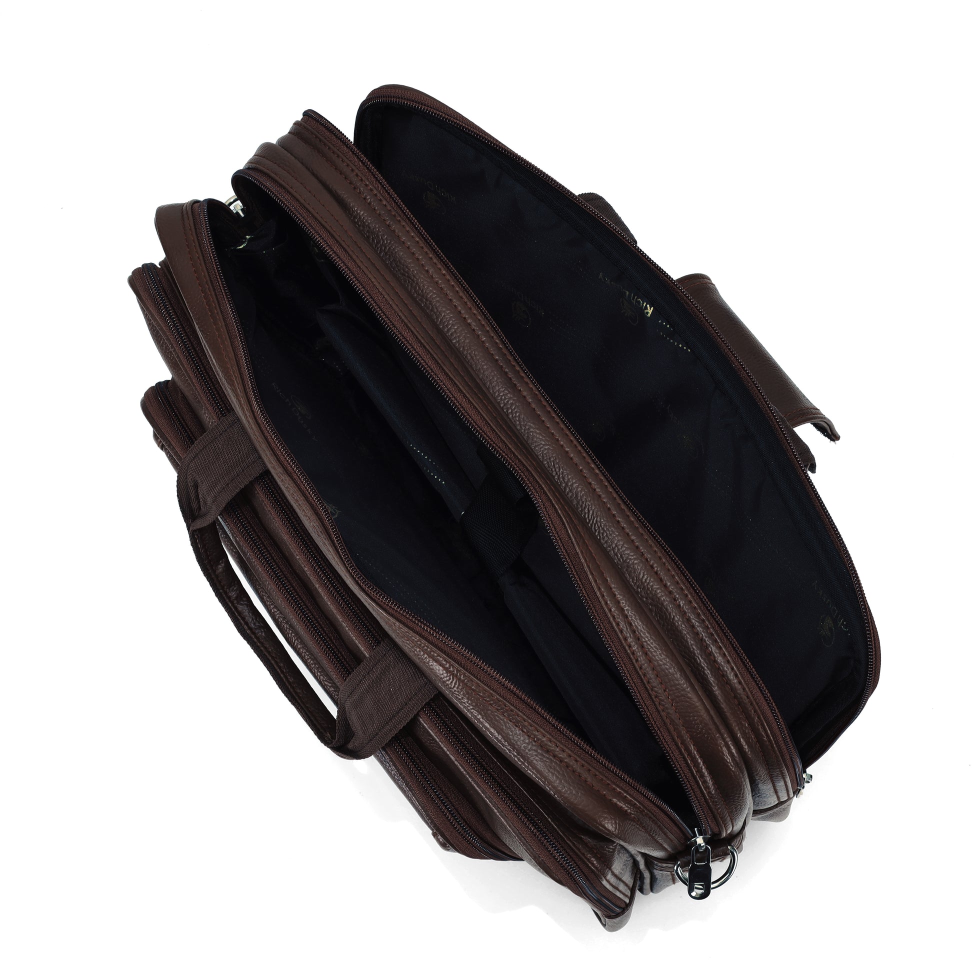 Dark Coffee Brown leather executive briefcase detail