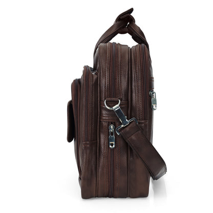 Dark Coffee Brown leather executive briefcase detail