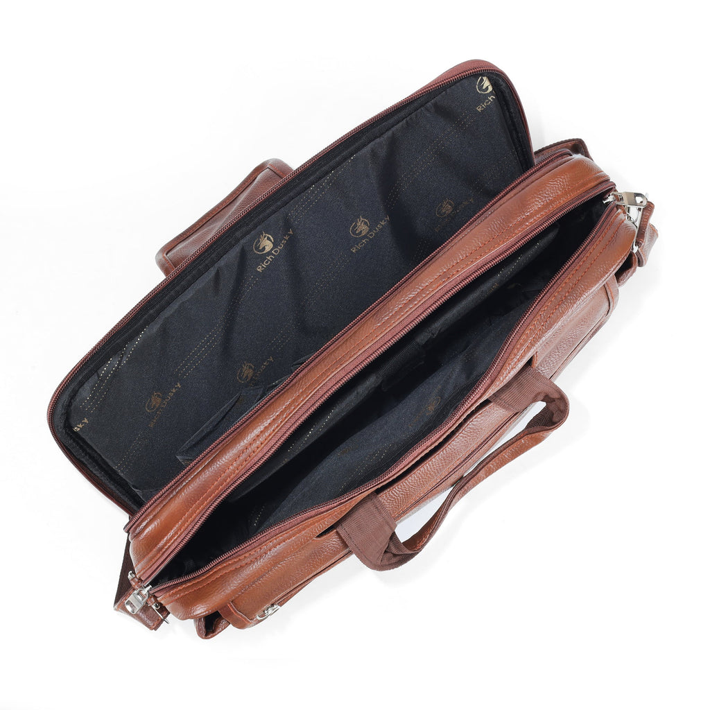 Classic Tan leather executive briefcase detail