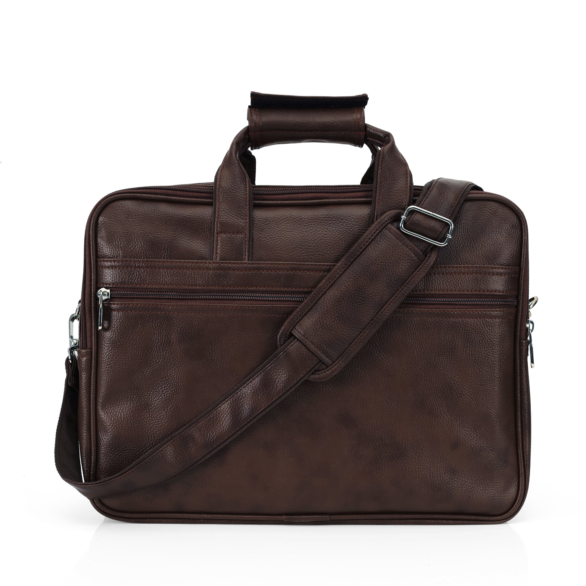 Dark Coffee Brown leather executive briefcase detail