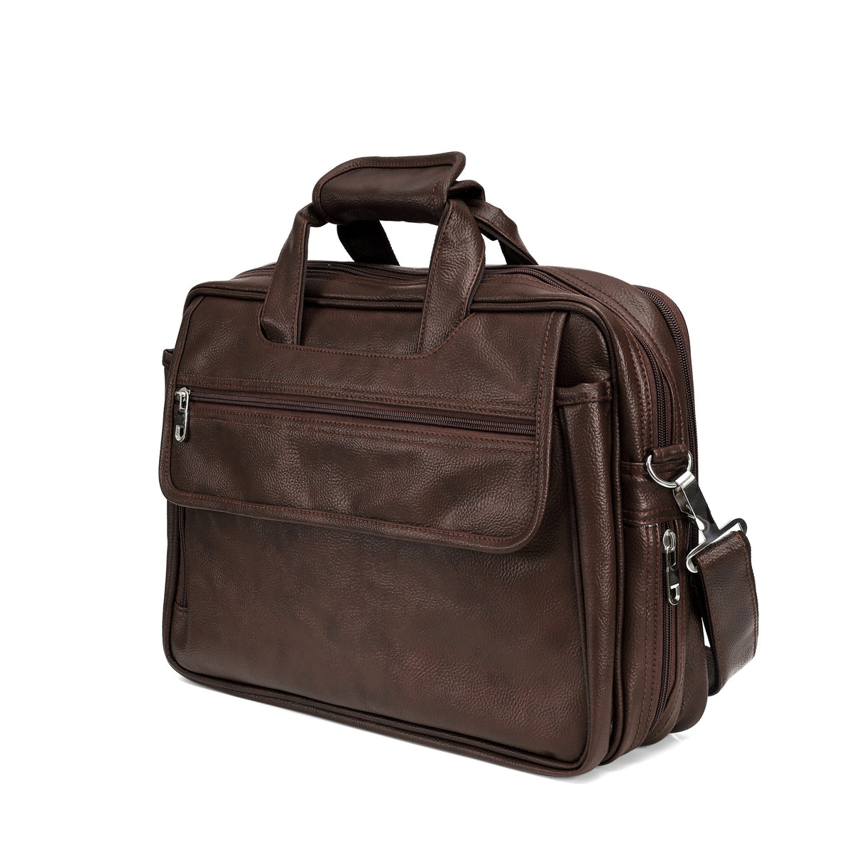 Chocolate Brown leather executive briefcase detail
