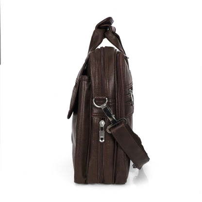 Chocolate Brown leather executive briefcase detail