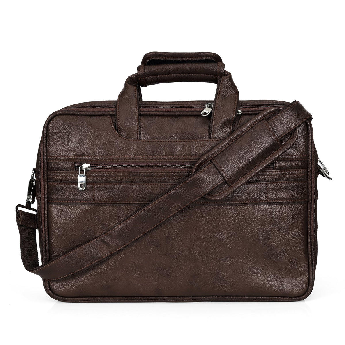 Chocolate Brown leather executive briefcase detail