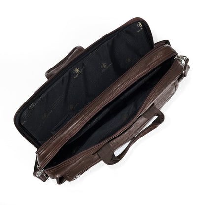 Chocolate Brown leather executive briefcase detail
