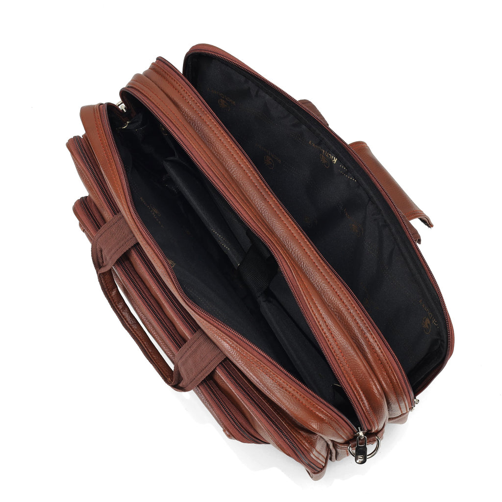 Classic Tan leather executive briefcase detail