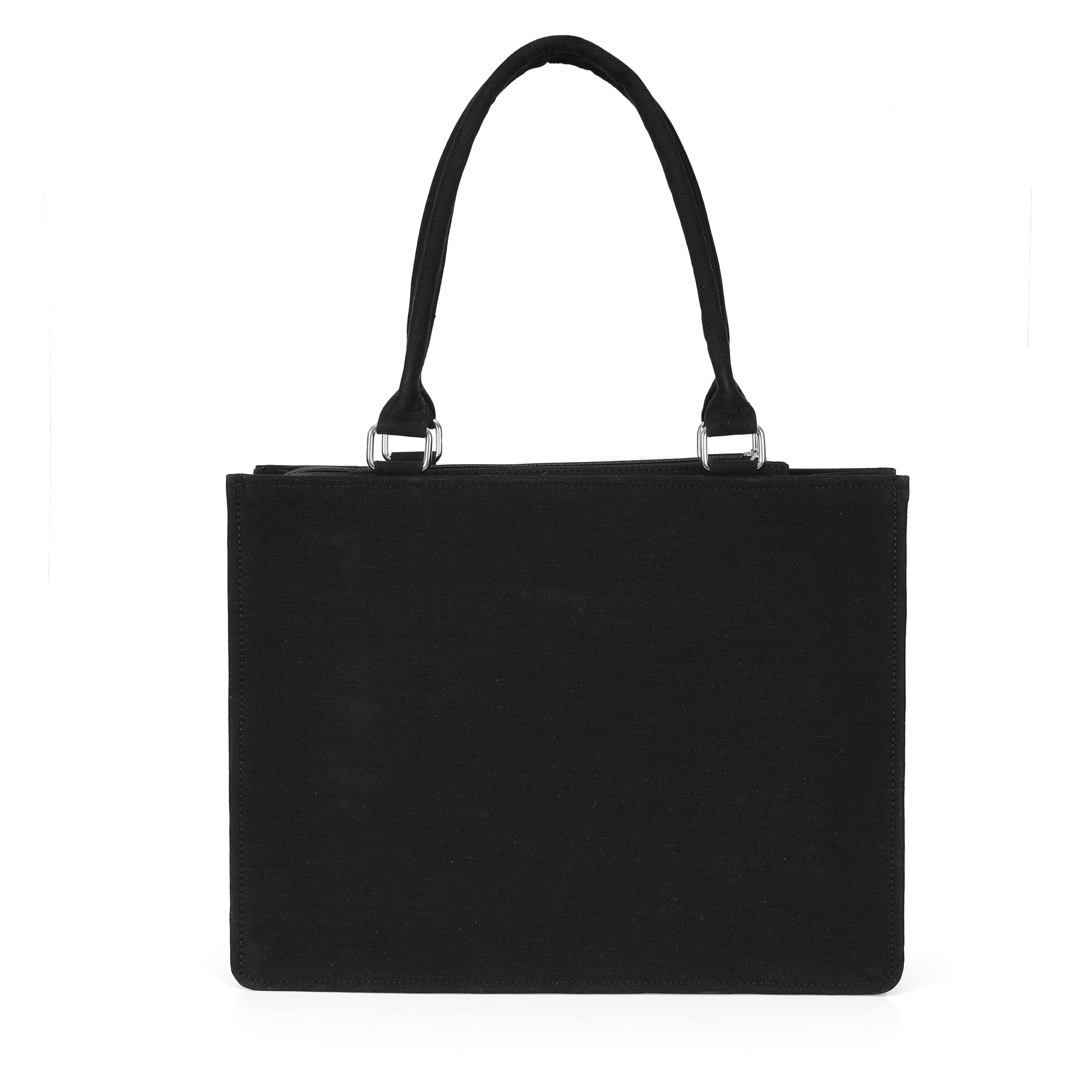 Elegant Black Floral & Butterfly Embroidered Tote Bag