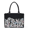 Elegant Black Floral & Butterfly Embroidered Tote Bag