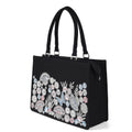 Elegant Black Floral & Butterfly Embroidered Tote Bag – product image 2
