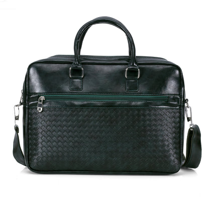 Premium Woven Pattern Laptop Bag - Dark Green