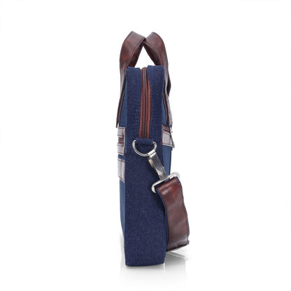 Indigo Blue denim messenger bag detail