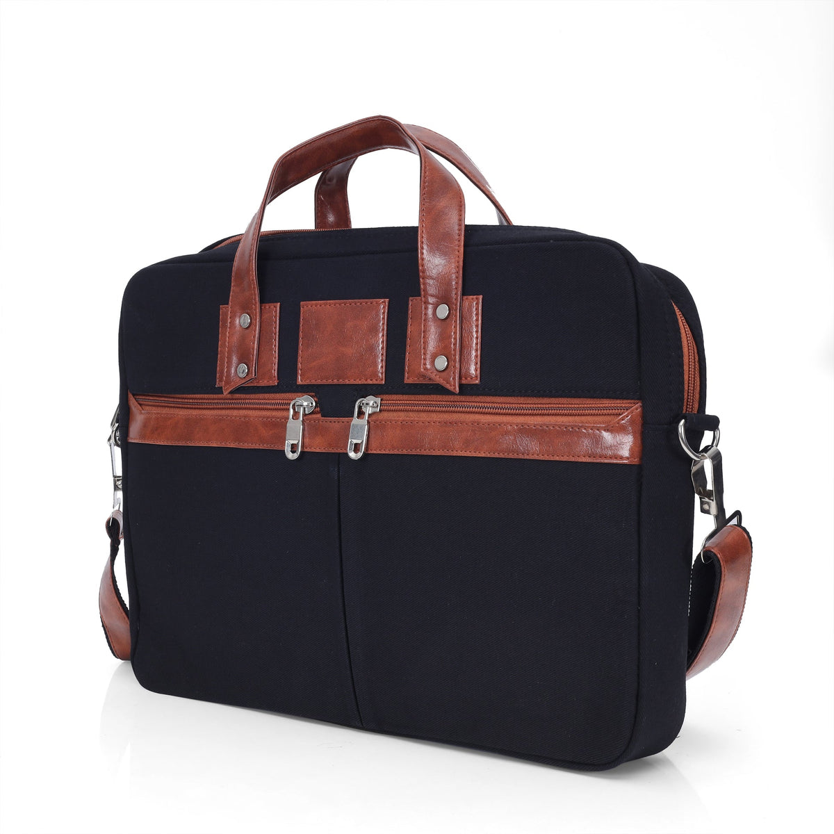 Midnight Black denim messenger bag detail