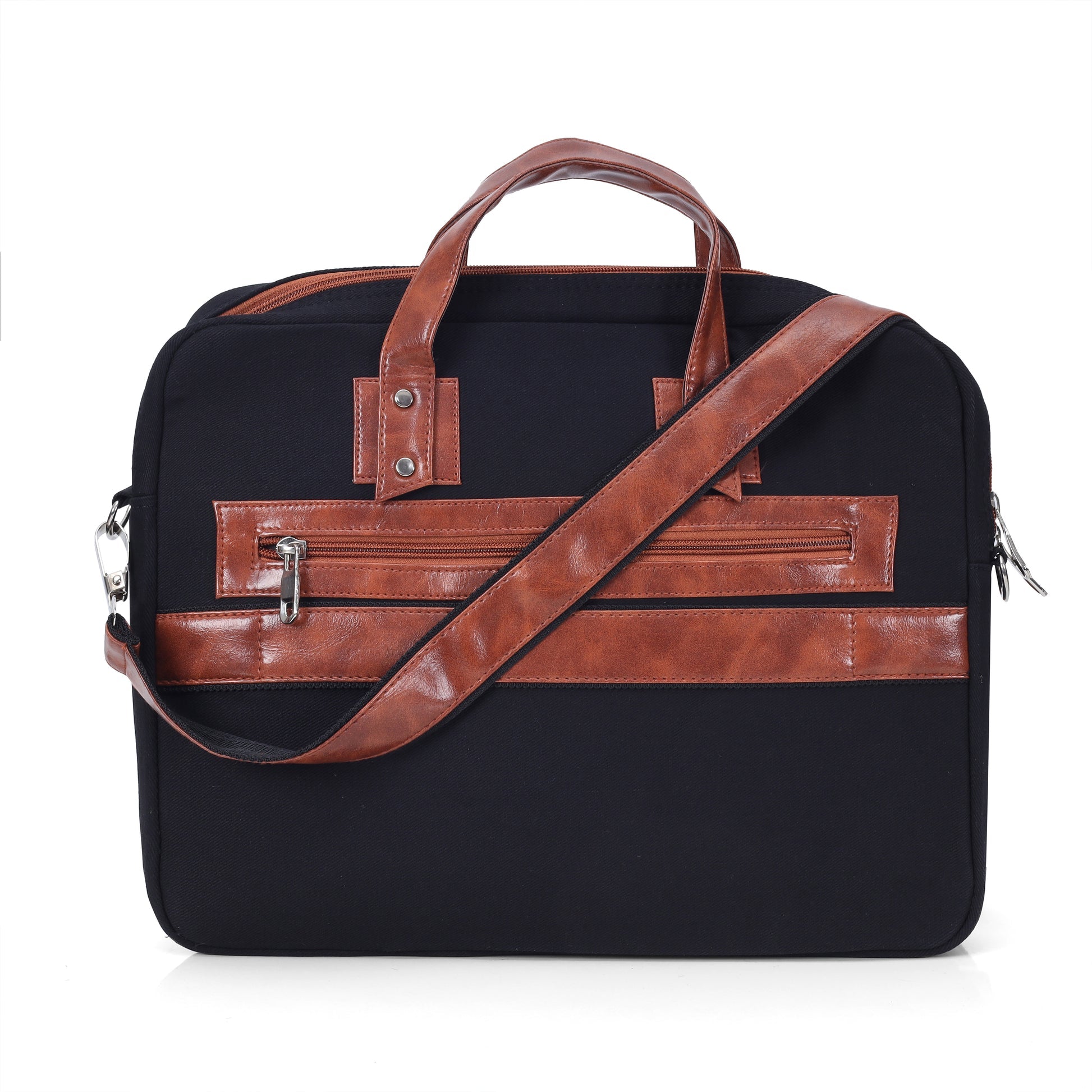 Midnight Black denim messenger bag detail