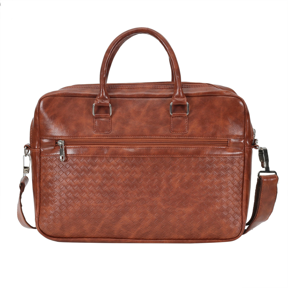 Premium Woven Pattern Laptop Bag - Brown