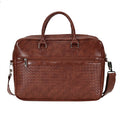 Premium Woven Pattern Laptop Bag - Tan Brown