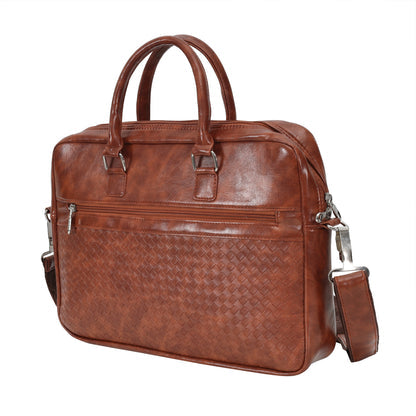 Premium Woven Pattern Laptop Bag (15") – Brown