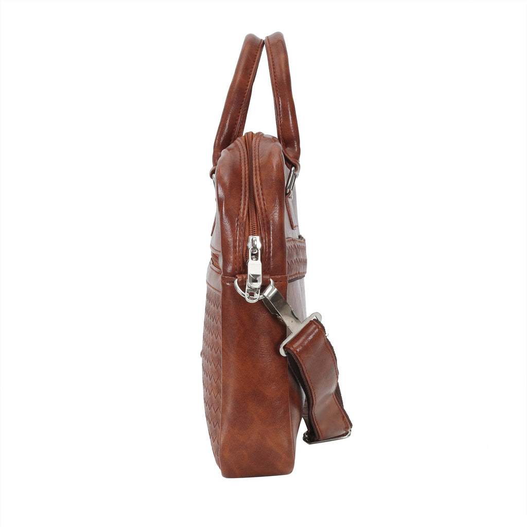 Premium Woven Pattern Laptop Bag (15") – Brown