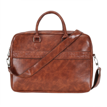 Premium Woven Pattern Laptop Bag (15") – Brown