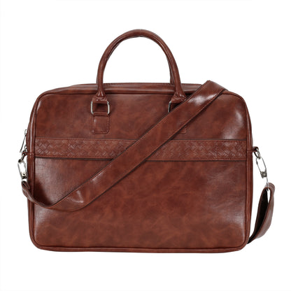 Premium Woven Pattern Laptop Bag (15") – Tan Brown