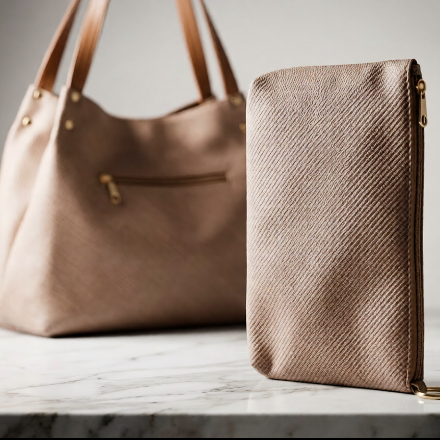 Luna Structured Tote Bag – Taupe