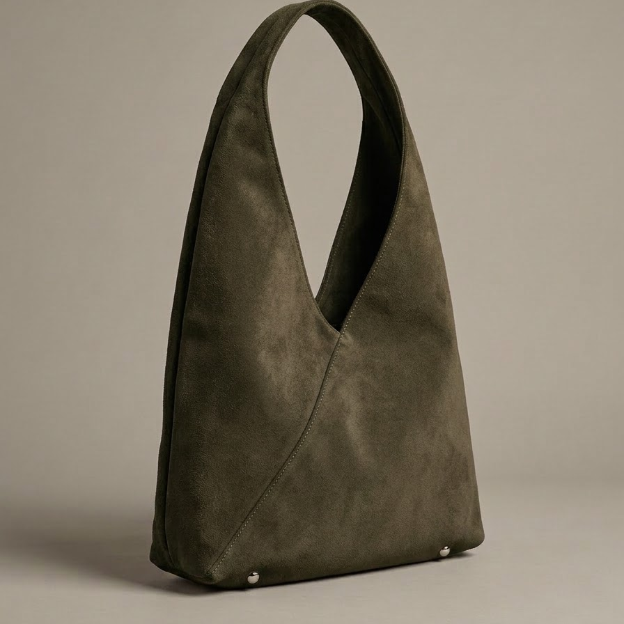 Olive Suede Hobo Bag