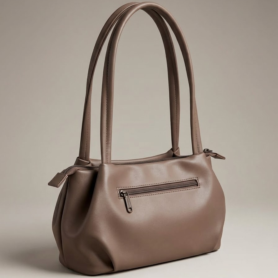 Taupe Vegan Leather Shoulder Bag