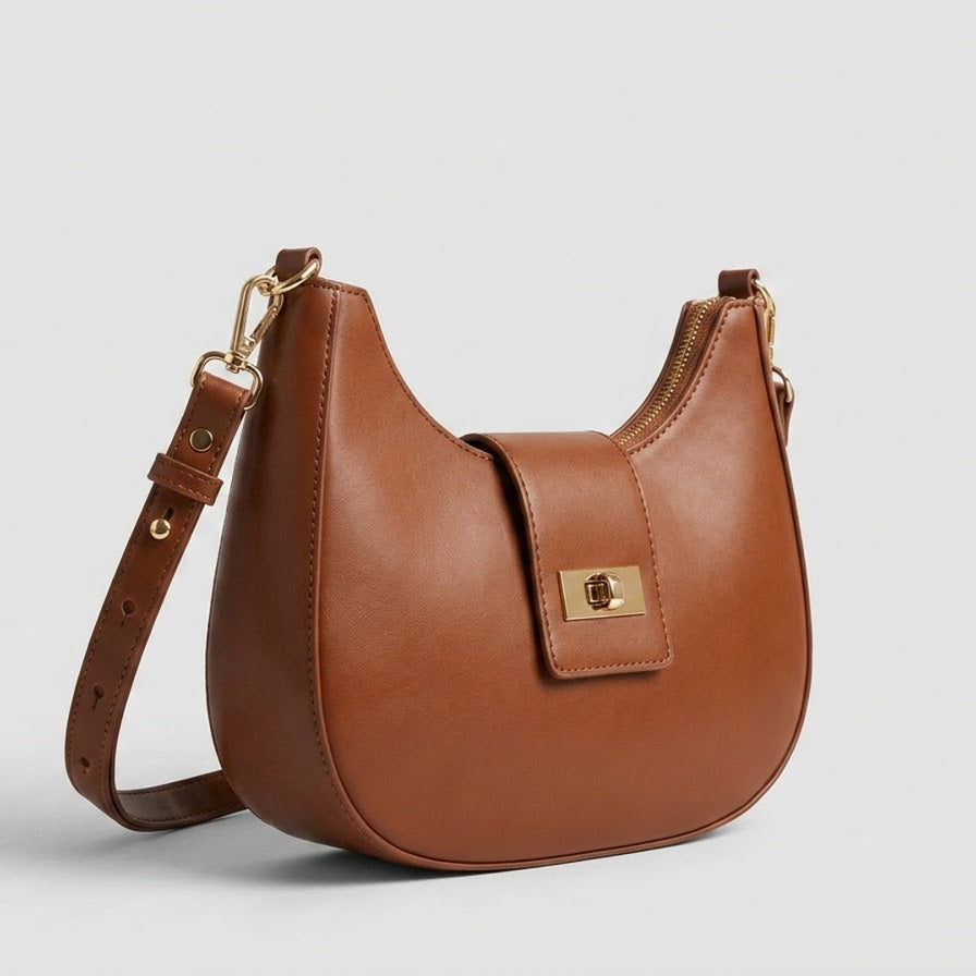 Chestnut Brown Saddle Crossbody Bag