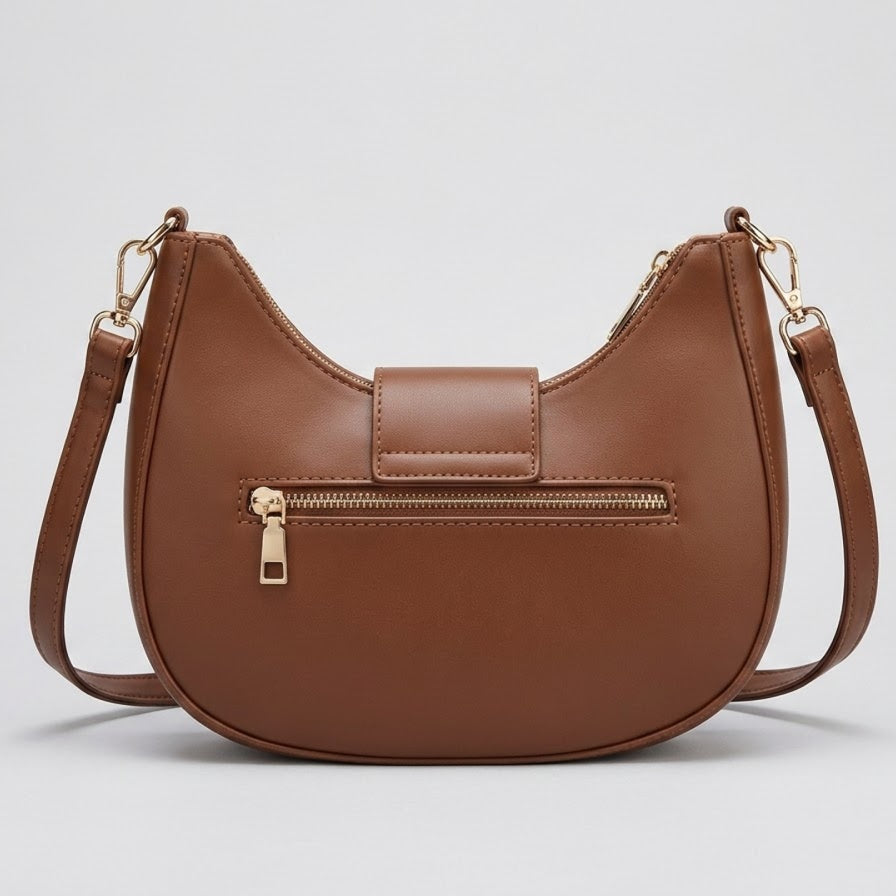 Chestnut Brown Saddle Crossbody Bag